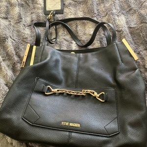 STEVE MADDEN  “gold chain” Black Purse